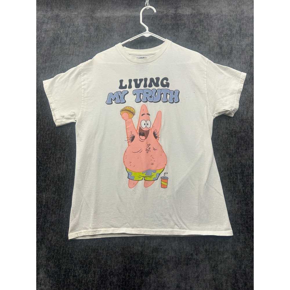 Nickelodeon T Shirt Mens Large White Patrick Star Graphic Living My Truth Cotton - Picture 1 of 9